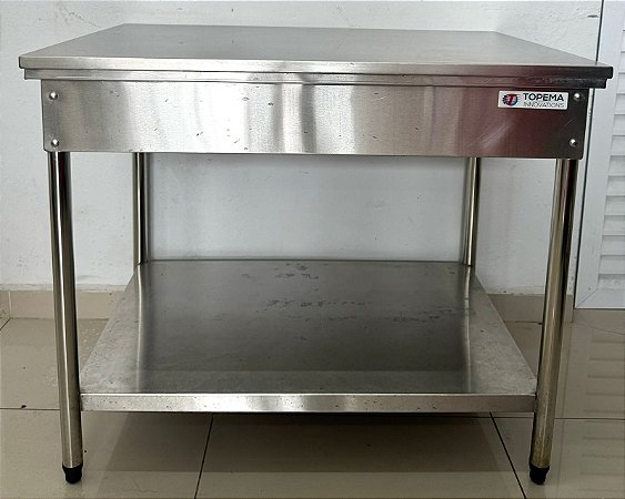 Bancada / Mesa Inox 304 Lisa de Centro com Prateleira Inferior Lisa 1.00m x 70cm x 85cm - Topema [Usada]