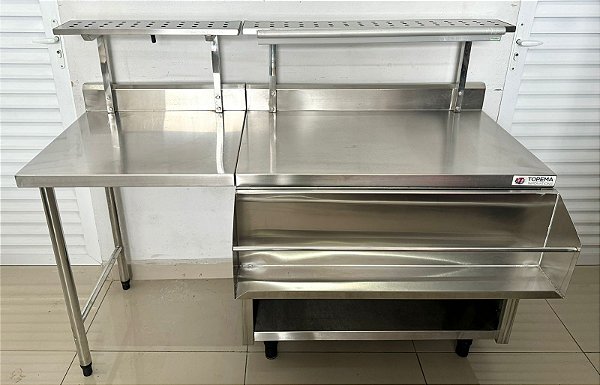 Linha Bar Modular Inox 304 Preparação de drinks e bebidas em geral - 1.50m x 60cm x 1.14m - Topema [Usado]