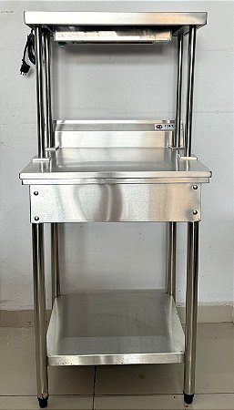 Mesa / Bancada de Cerâmica com Prateleira Superior Aquecida para Pratos - 60x50x133cm Topema [Usada]