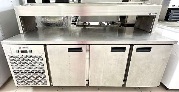 Balcão Refrigerado de Inox 03 Portas com Condimentadora 220V - Topema [Usado]