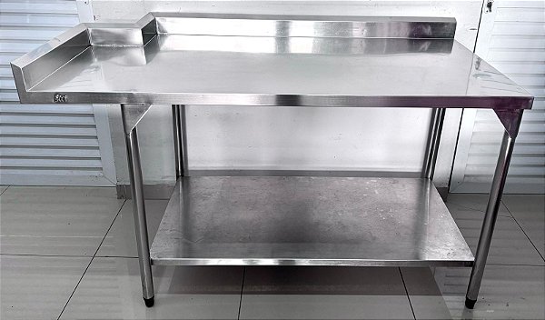 Bancada / Mesa de Inox com Tampo Inferior Liso 1.50m x 70cm - Elvi [Usada]