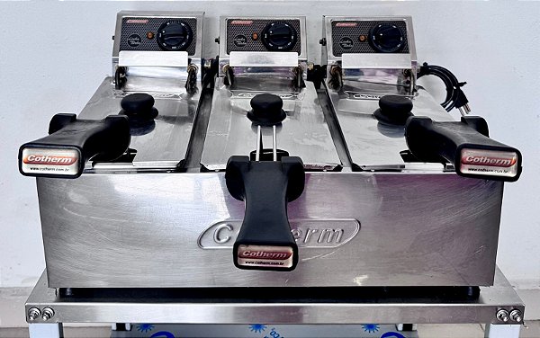 Fritadeira Elétrica Turbo 3 cubas de 3 litros 220v - Cotherm [Usada]
