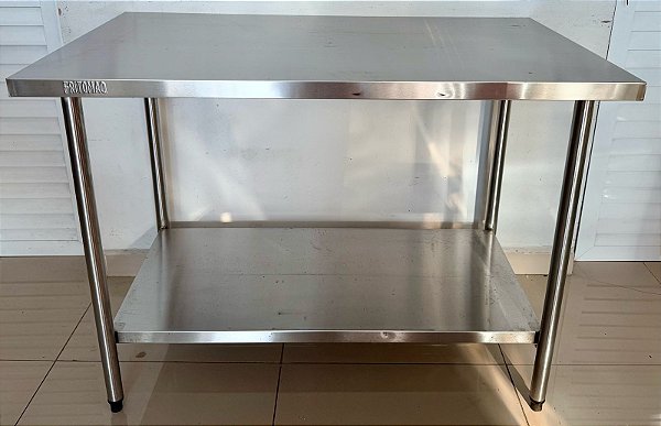 Bancada / Mesa de Inox Com Prateleira Inferior Lisa 120x70x90cm - Fritomaq [Usado]