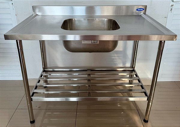 Bancada com Cuba / Pia de Inox 304 120x70x90cm Cuba: 50x40x25 - Imeca [Usado]