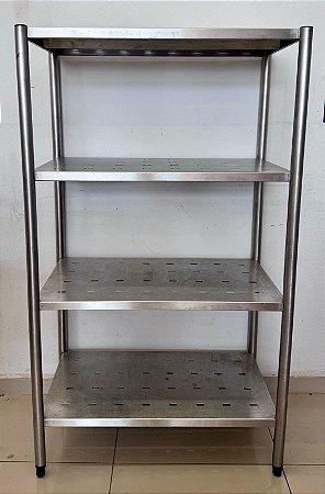 Estante de Aço Inox com 4 Planos Perfurados 88cm x 50cm x 155m [Usado]