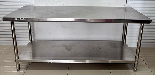 Mesa de Inox Bancada de 190X70x85cm c/ Prateleira Lisa FrigoPro [Usado]