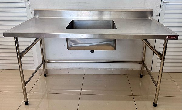 Bancada com Cuba / Pia de Inox 1.50x70x90cm - Sulfisa [Usado]