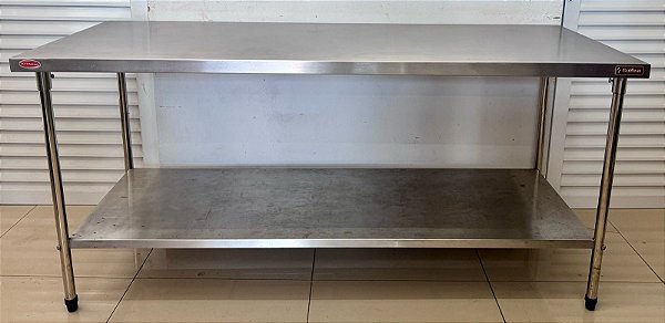 Bancada / Mesa de Aço Inox com Prateleira Inferior Lisa 180x65x90cm - Sulfisa [Usada]