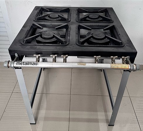 Fogão Industrial 4 bocas 30x30 Luxo Baixa Pressão Metalmaq [Usado]