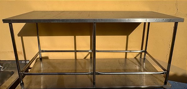 Bancada / Mesa de Inox com 6 pés reforçada 2m x 70cm x 90cm [Usada]