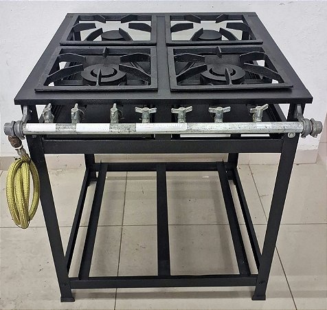 Fogão Industrial 4 Bocas Baixa Pressão 2qs 2qd Á Gás CristalAço [Usado] *Acompanha Mangueira