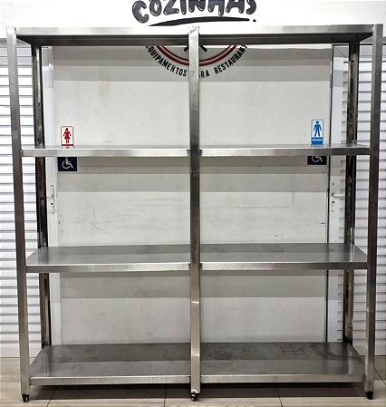 Estante de Inox Larga Dupla 191x200x40 cm (LxAxP) [Usada]