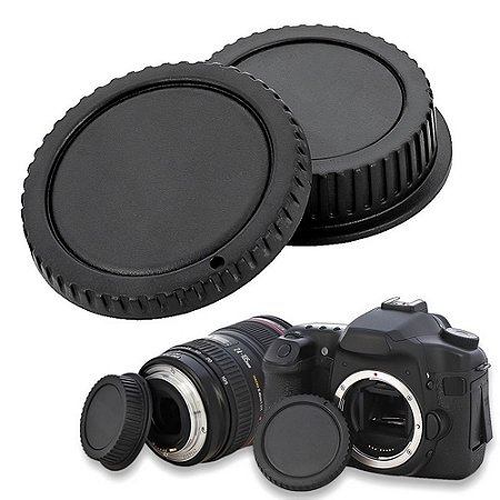 Kit Tampa Traseira Lente + Tampa Frontal Corpo Para Canon