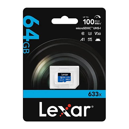 Cartão Memória Micro Sdxc Lexar 64gb 633x 100mbs