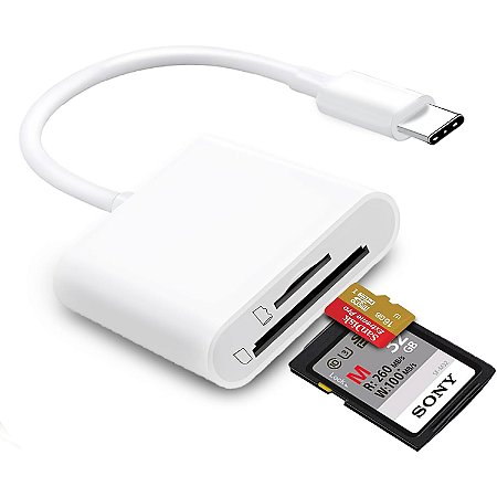 Leitor de Cartão SD e MicroSD USB-C para iPhone e Android