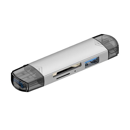 Leitor de Cartões SD MicroSD 6 em 1 USB-C + Micro USB
