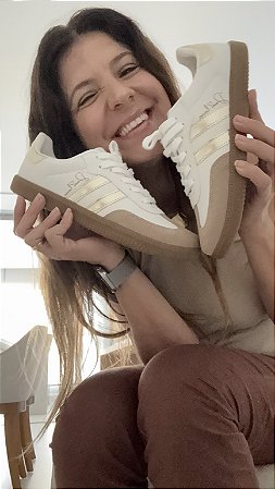 Tenis Dani Lavie Branco Com Dourado
