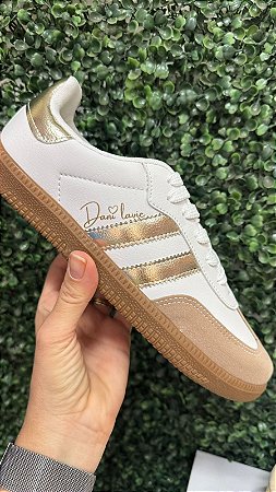 Tenis Dani Lavie Branco Com Dourado