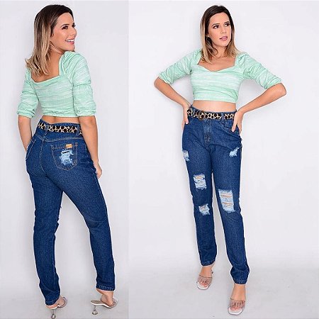 Calça jeans Mom feminina