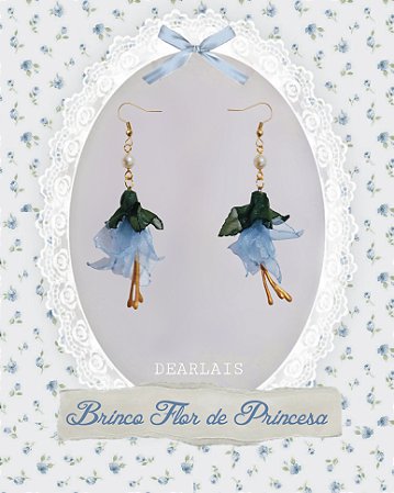 Par de BRINCOS Azul da flor Brinco-de-Princesa