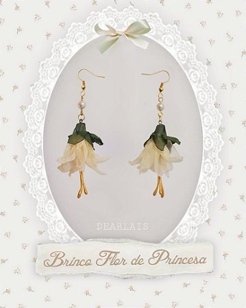Par de BRINCOS Bege da flor Brinco-de-Princesa