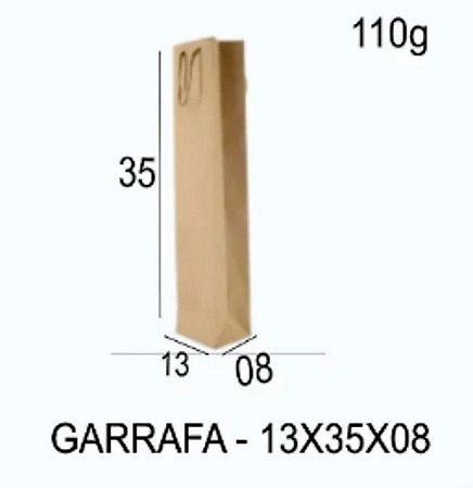 Sacola Kraft para Garrafa 13x35x08 (Fd 25unidades) Cod 1383 (queimão)