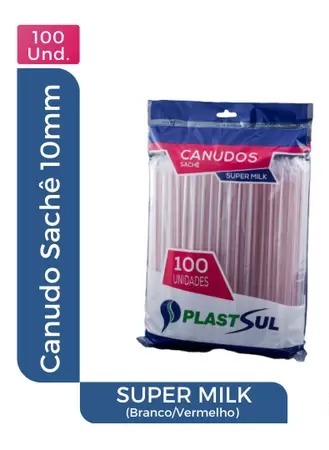 Canudo Plastsul Milk Sachê 10mmX21cm - Cod 1296