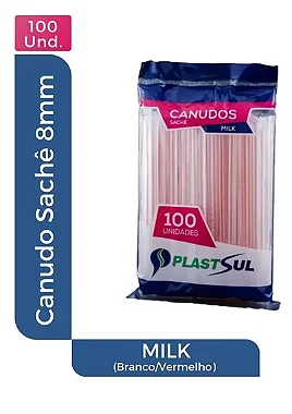Canudo Plastsul Milk Sachê 08mmX21cm - Cod 1405