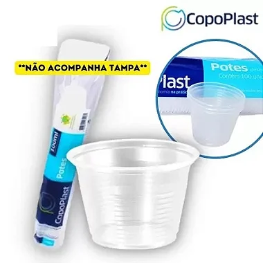 Pote descartável transparente Copoplast 200/250/300 - Cod 1382