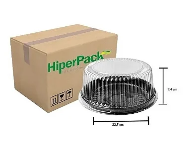 Embalagem bolo/torta H32 (22,5 x 9,4) Base Preta / Cod 12220
