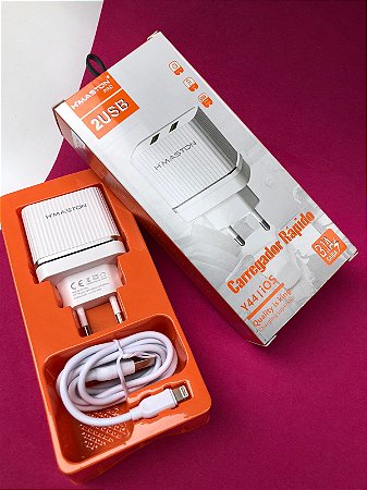 Carregador Rápido H'maston 2USB 3.1A Y44 Com Cabo para IOS
