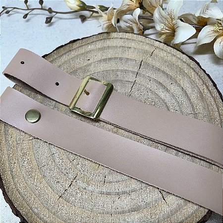 Alça Transversal Pressão 3x130cm Caramelo Claro & Dourado