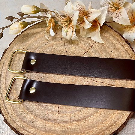 Alça Bolsa/Mateira 3x70cm Marrom & Dourado