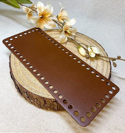 Base Couro Retangular 10X25cm Marrom