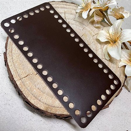 Base Couro Retangular 10x20cm Marrom