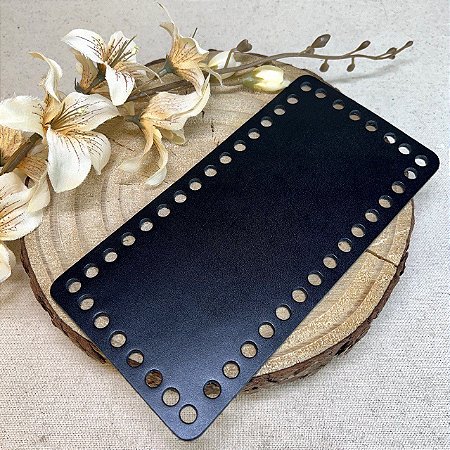 Base Couro Retangular 10x20cm Preto