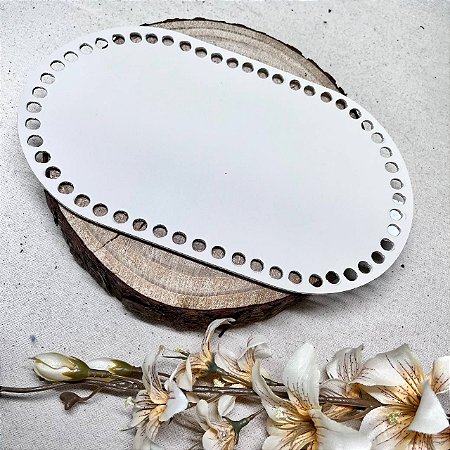 Base Couro Oval 15X25cm Bege