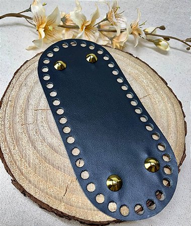 Base Couro Oval 10x22cm -  Preto com Bailarina Dourada