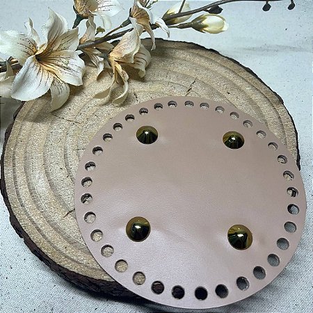 Base Couro Redondo 15cm - Caramelo Claro com Bailarina Dourada