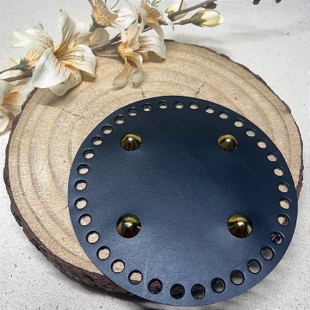 Base Couro Redondo 15cm - Preto com Bailarina Dourada