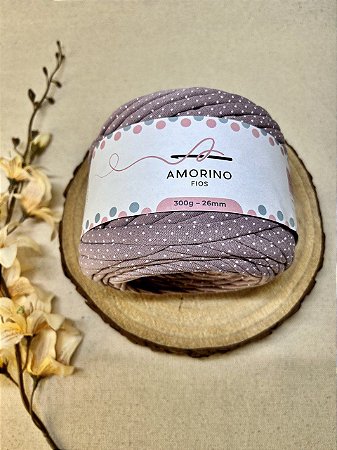 Fio de Malha Premium Amorino 300gr - Poá Lilás Envelhecido 26mm