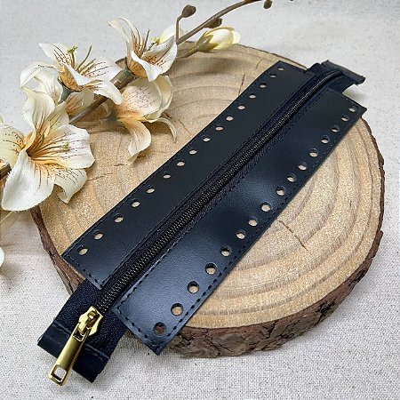 Ziper  com Ponteira 7x20cm - Preto/Dourado