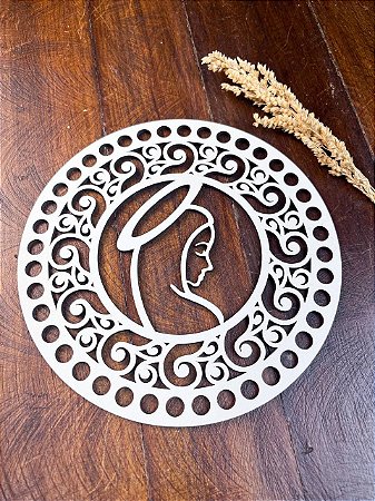 MDF Mandala N.Senhora Rosto 18cm - Branco