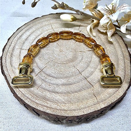 Alça Resina Maleta Prisma - Mix Sisal e Ouro