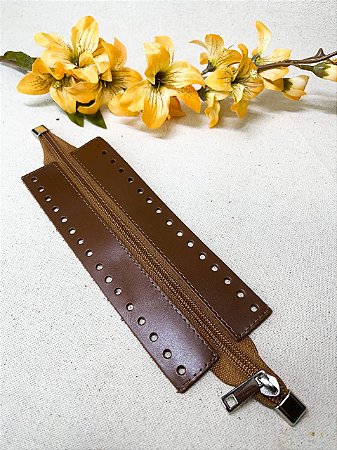 Ziper  com Ponteira 7x20cm - Marrom/Níquel