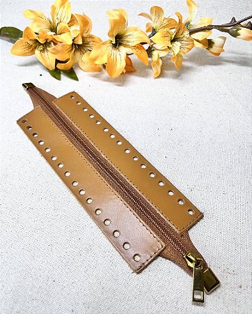 Ziper  com Ponteira 7x20cm - Caramelo Escuro/Dourado