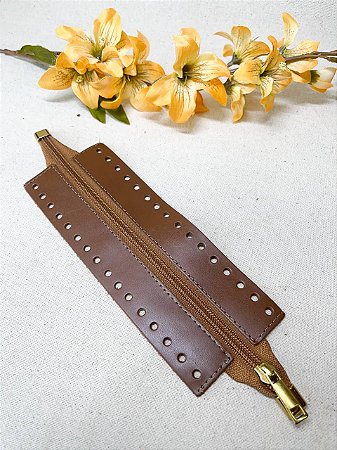 Ziper  com Ponteira 7x20cm - Marrom/Dourado