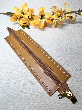 Ziper  com Ponteira 7x25cm - Caramelo Escuro/Dourado