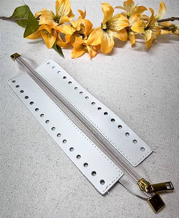Ziper  com Ponteira 7x20cm - Bege/Dourado