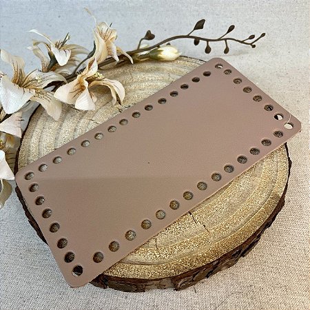 Base Couro Retangular 10x20cm Caramelo Claro